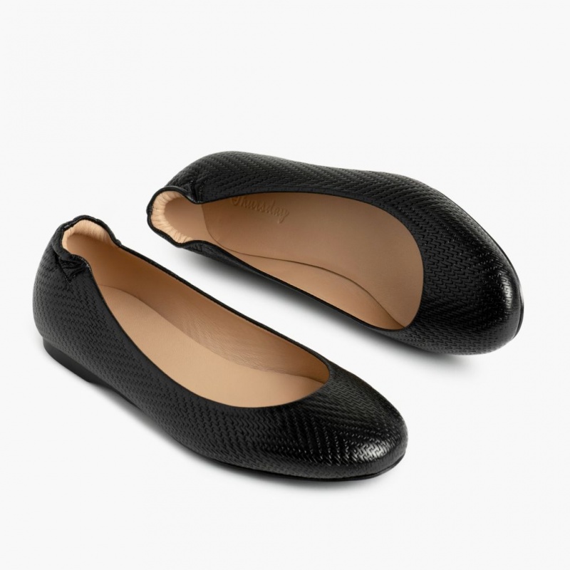 Thursday Boots Scrunch Ballerinas Damen Schwarz | Österreich-63521TYBR