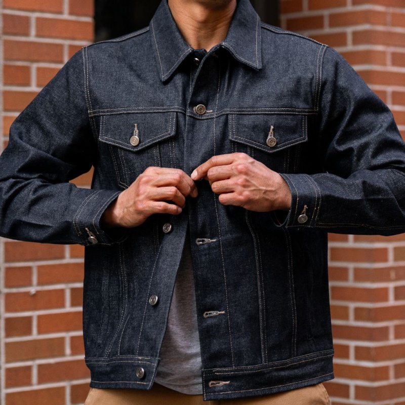 Thursday Boots Selvedge Raw Denim Trucker Jacken Herren Dunkelblau | Österreich-59716ONFJ