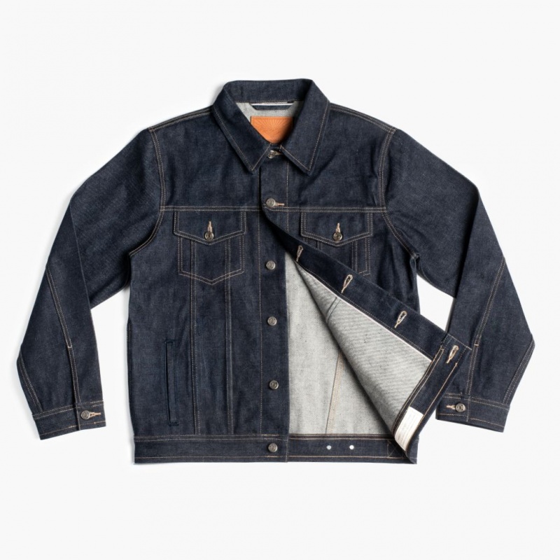 Thursday Boots Selvedge Raw Denim Trucker Jacken Herren Dunkelblau | Österreich-59716ONFJ