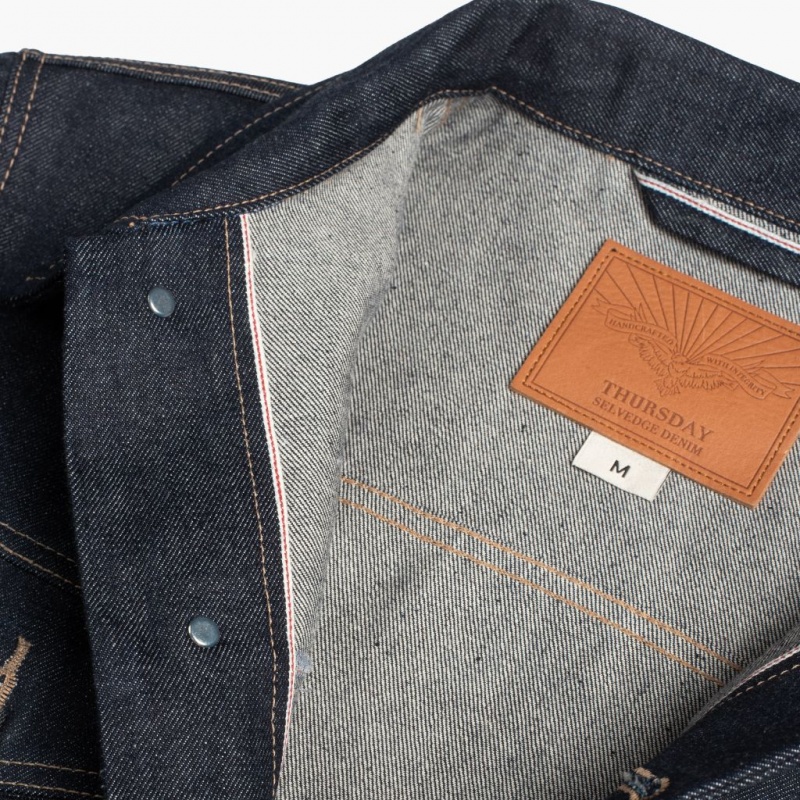 Thursday Boots Selvedge Raw Denim Trucker Jacken Herren Dunkelblau | Österreich-59716ONFJ