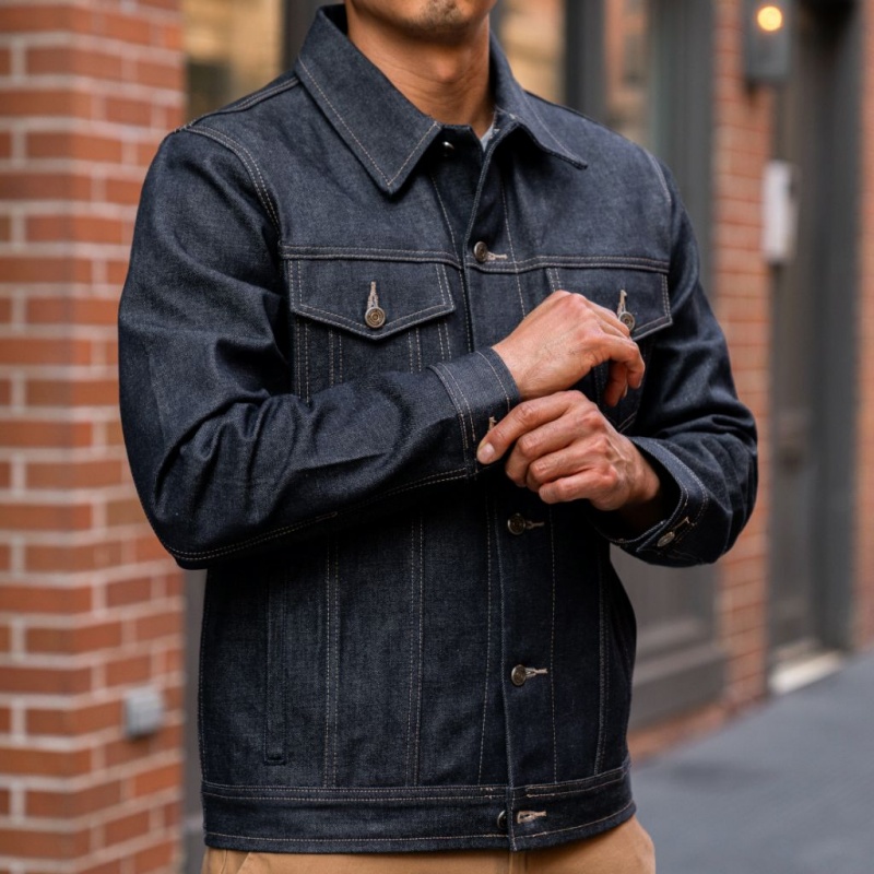 Thursday Boots Selvedge Raw Denim Trucker Jacken Herren Dunkelblau | Österreich-59716ONFJ