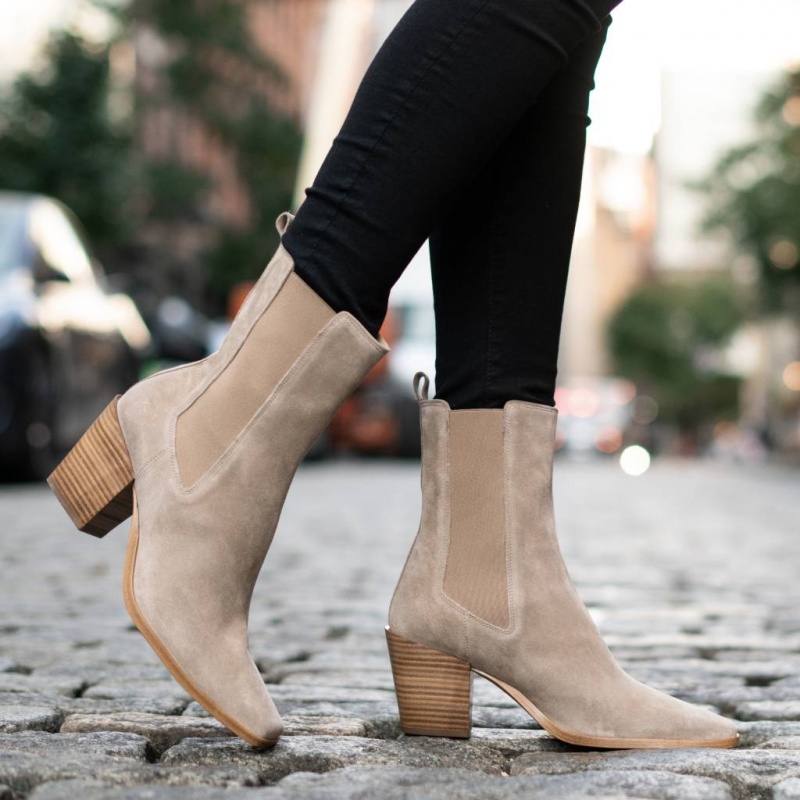 Thursday Boots Soho High Heel Chelsea Stiefel Damen Taupe | Österreich-84709BFHU