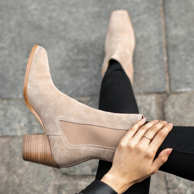 Thursday Boots Soho High Heel Chelsea Stiefel Damen Taupe | Österreich-84709BFHU