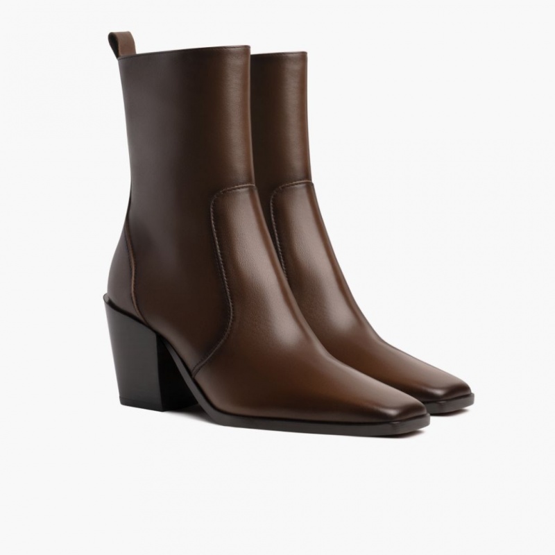 Thursday Boots Soho High Heel Zip-Up Stiefeletten Damen Schokolade | Österreich-80914CMUK