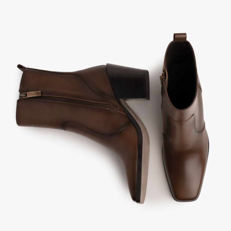 Thursday Boots Soho High Heel Zip-Up Stiefeletten Damen Schokolade | Österreich-80914CMUK