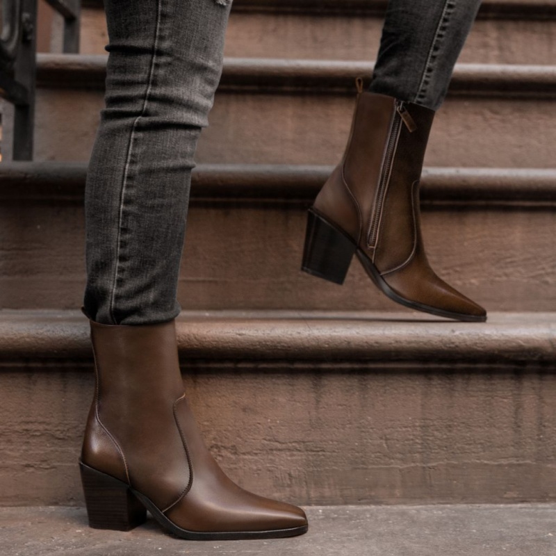 Thursday Boots Soho High Heel Zip-Up Stiefeletten Damen Schokolade | Österreich-80914CMUK