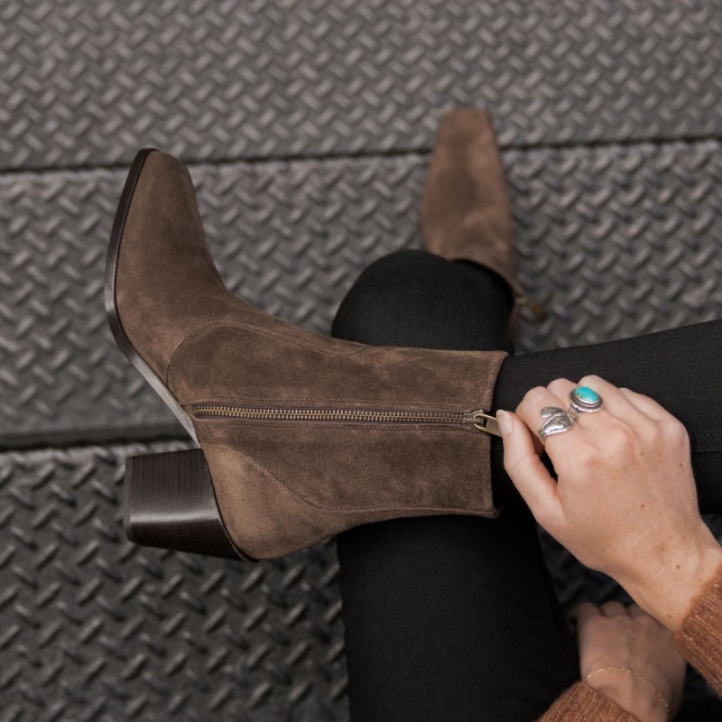 Thursday Boots Soho High Heel Zip-Up Stiefeletten Damen Dunkelbraun | Österreich-61392DGWY