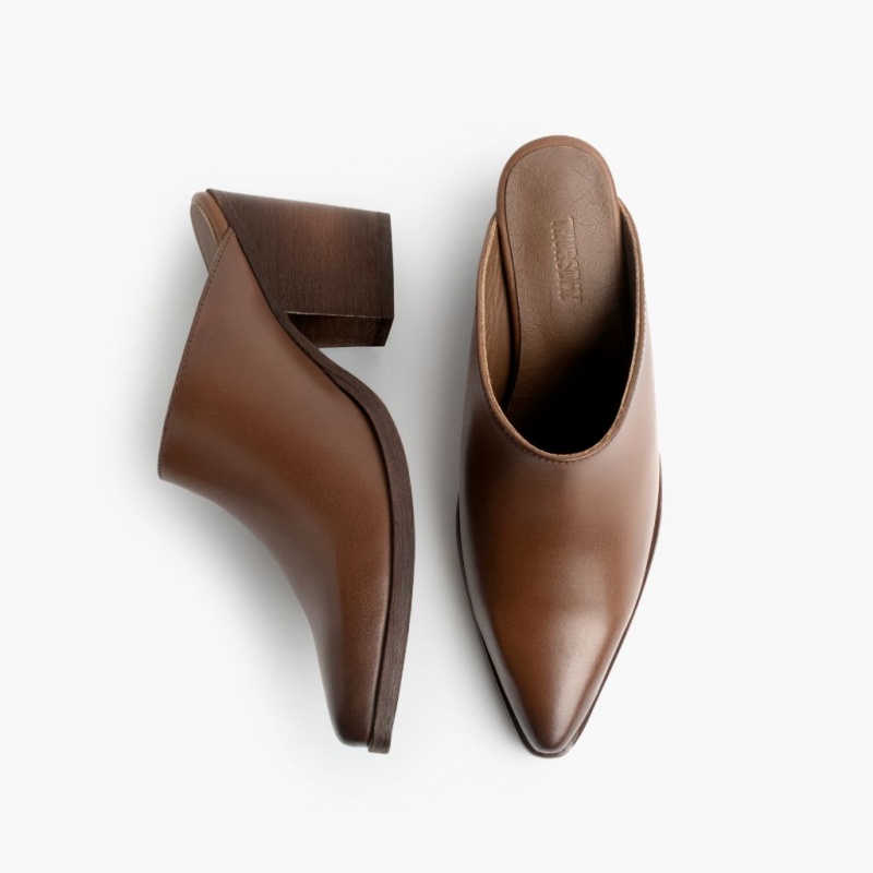 Thursday Boots Summer with 3 Heel Mule Damen Dunkelbraun | Österreich-13402RDFV