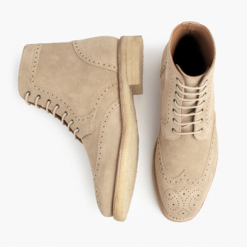 Thursday Boots Wingtip Schnürstiefel Herren Beige | Österreich-28037AWZU