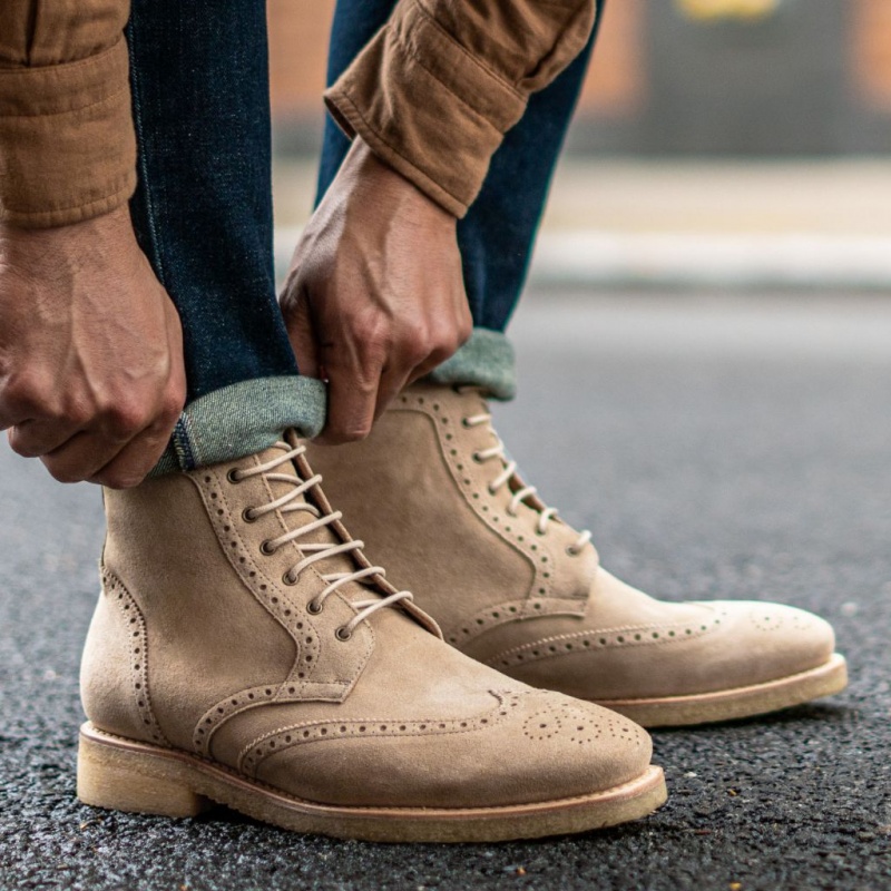 Thursday Boots Wingtip Schnürstiefel Herren Beige | Österreich-28037AWZU