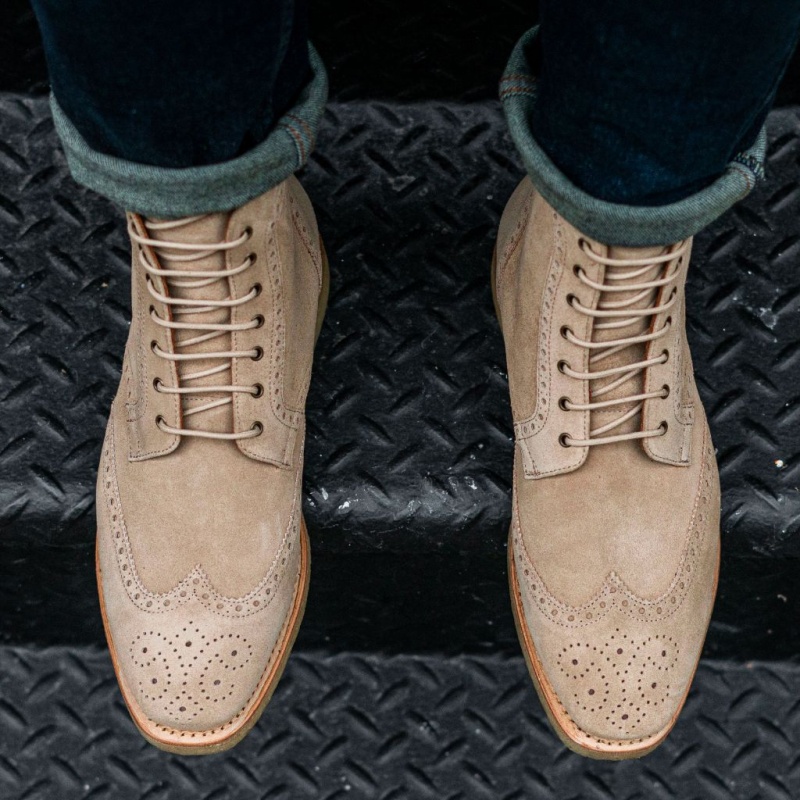 Thursday Boots Wingtip Schnürstiefel Herren Beige | Österreich-28037AWZU