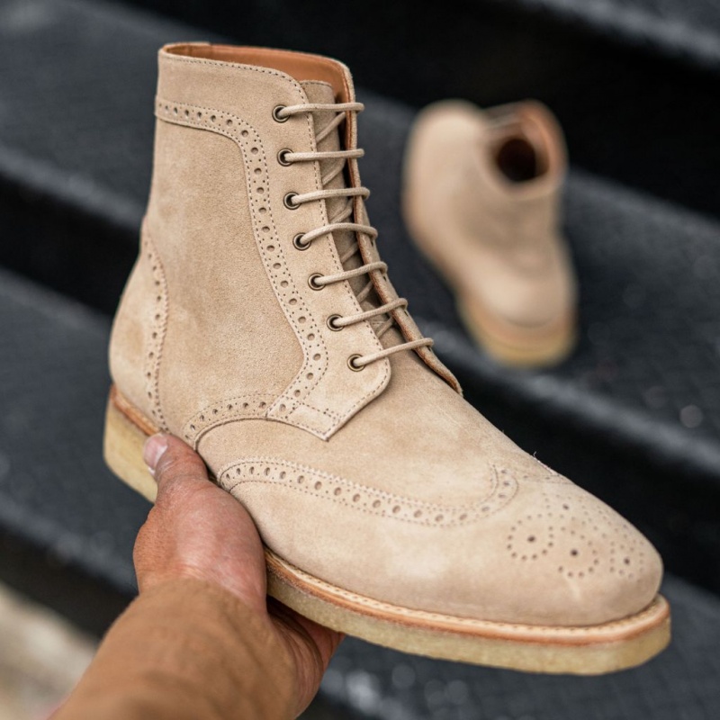 Thursday Boots Wingtip Schnürstiefel Herren Beige | Österreich-28037AWZU