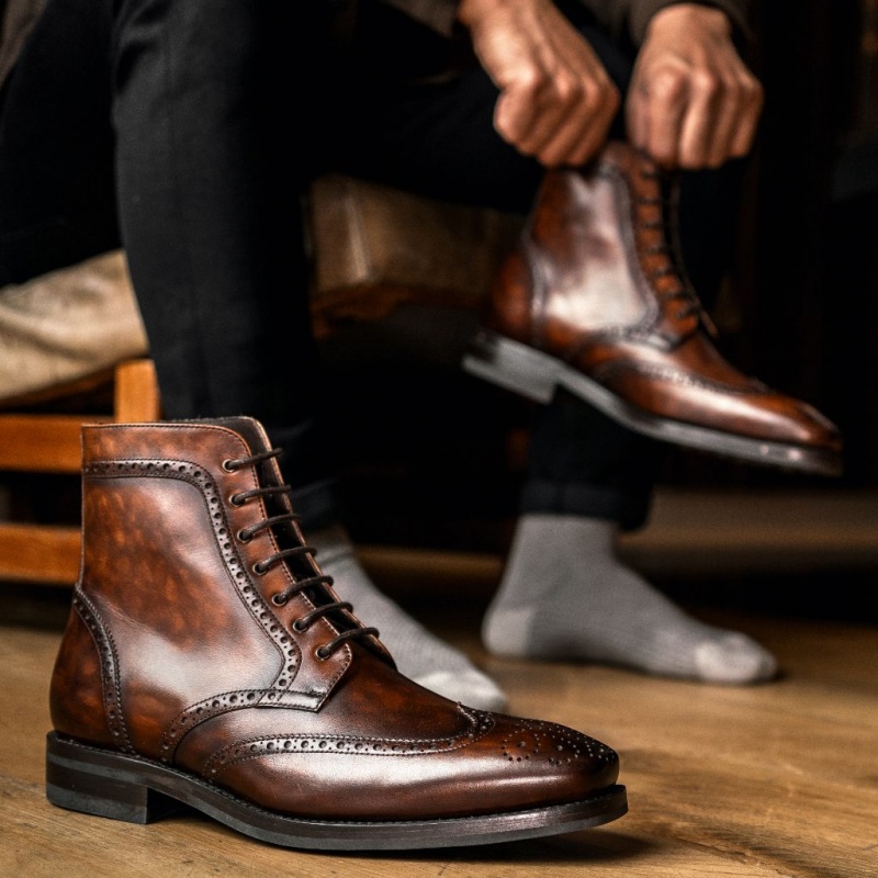 Thursday Boots Wingtip Schnürstiefel Herren Braun | Österreich-71324MDNW