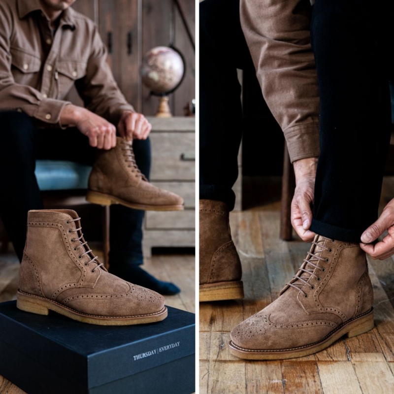 Thursday Boots Wingtip Schnürstiefel Herren Braun | Österreich-70246WODY