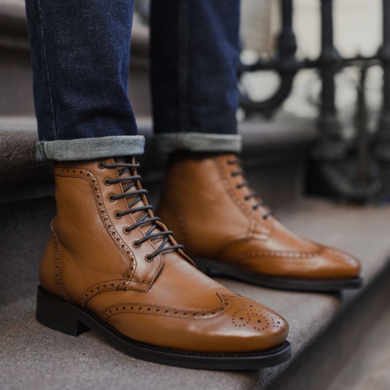Thursday Boots Wingtip Schnürstiefel Herren Braun | Österreich-20984BHPT