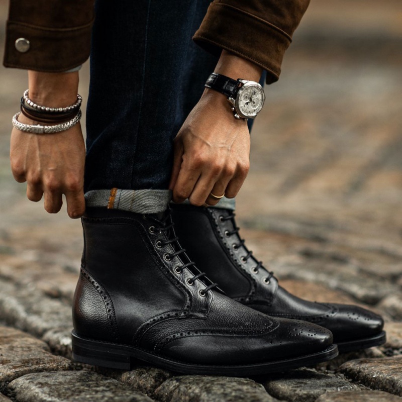 Thursday Boots Wingtip Schnürstiefel Herren Schwarz | Österreich-81674ICPD
