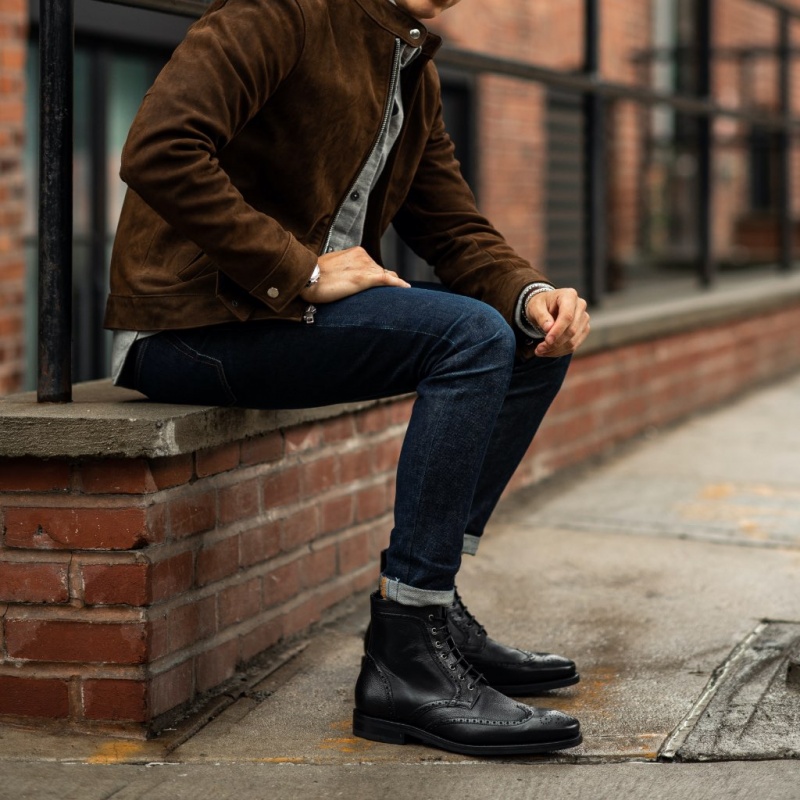 Thursday Boots Wingtip Schnürstiefel Herren Schwarz | Österreich-81674ICPD